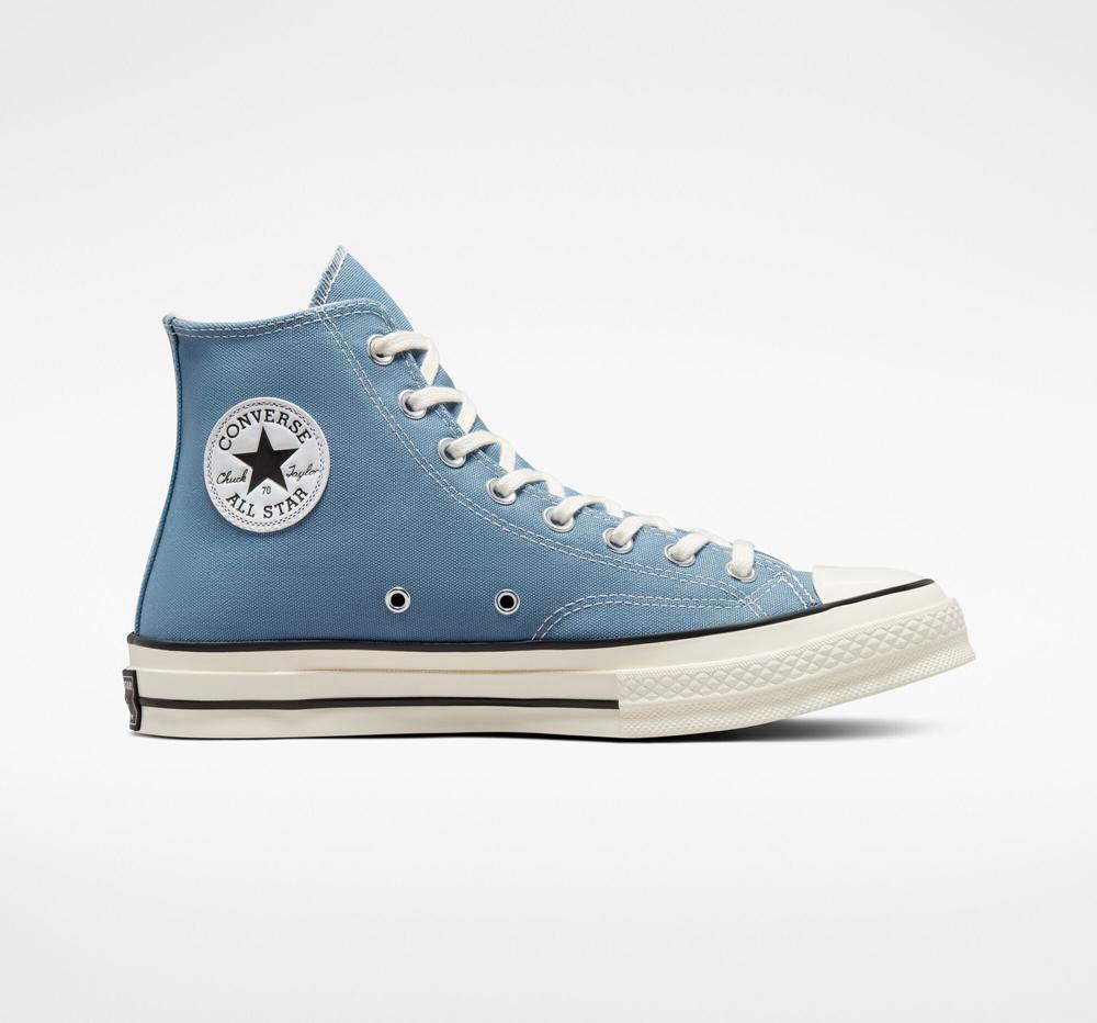 Indigo Oxide / Egret / Black Men's Converse Chuck 70 Vintage Canvas Unisex High Tops India | QGAI-34915