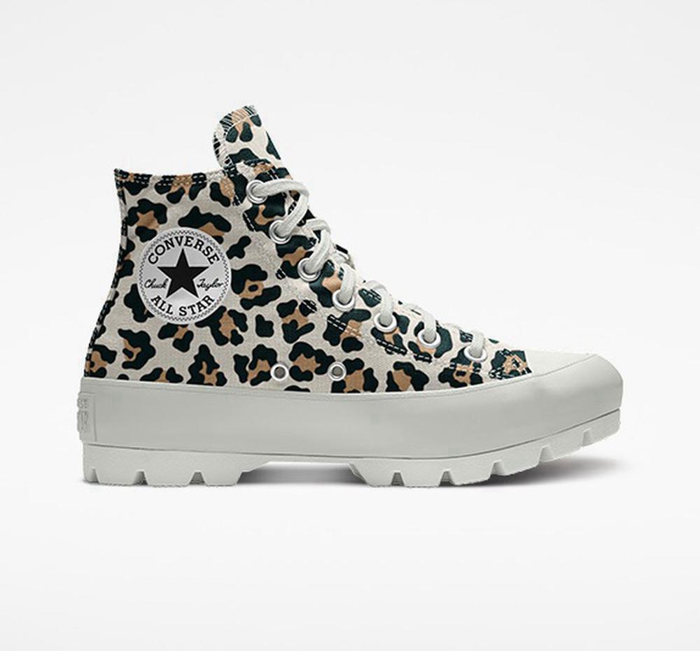 Leopard Women's Converse Custom Chuck Taylor All Star Lugged Platform By You Unisex High Tops India | AEHW-28437