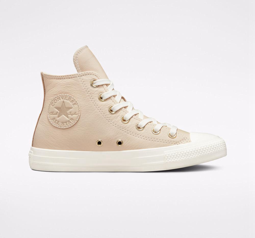 Light Bisque Khaki / Erget / Light Gold Women's Converse Chuck Taylor All Star Earthy Neutrals High Tops India | NUEK-51426