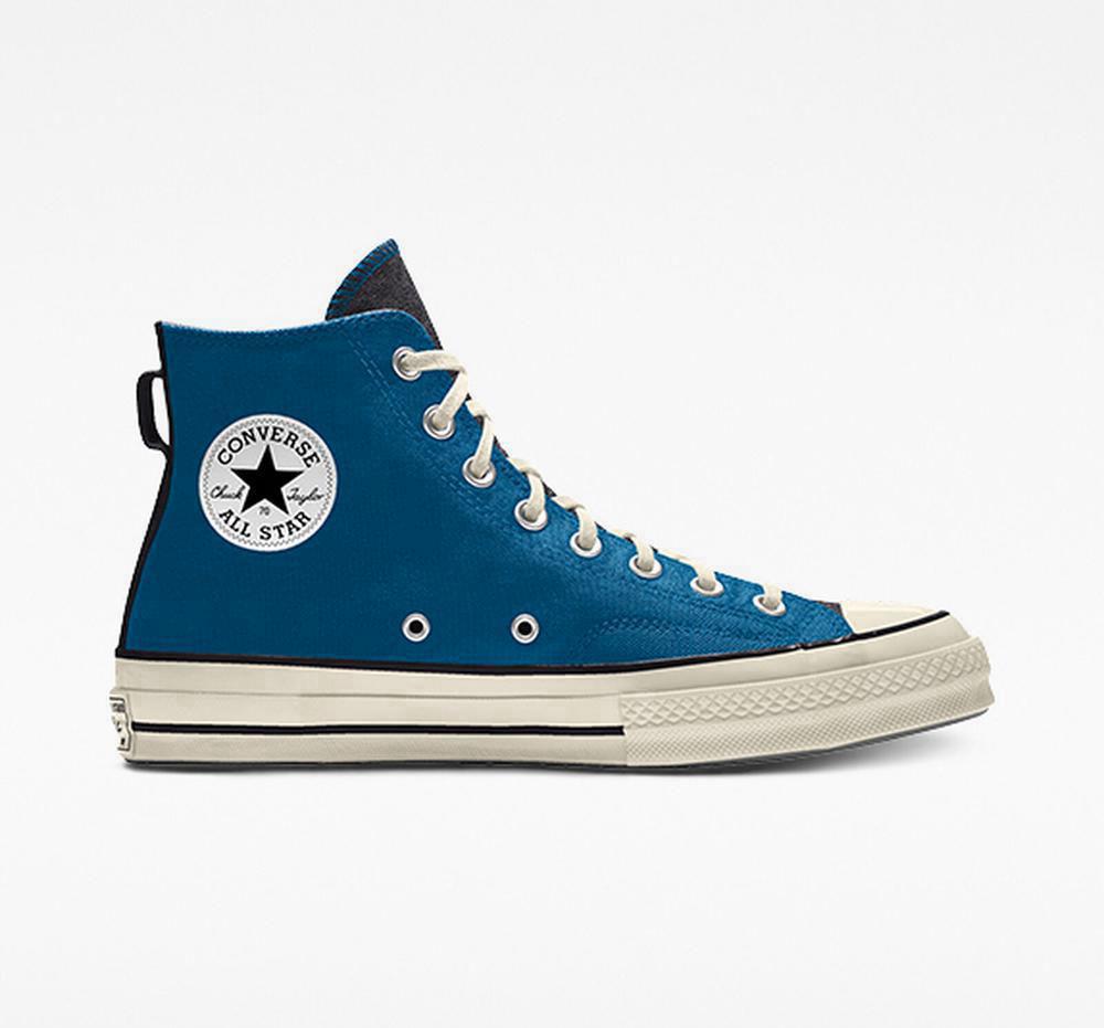 Marinablue Men's Converse Custom Chuck 70 Vintage Canvas By You Unisex High Tops India | EFJI-98254