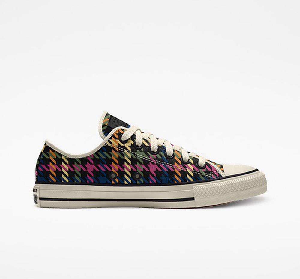 Multi Hounds Tooth Multicolor Men's Converse Custom Chuck Taylor All Star By You Unisex Low Tops India | DIBS-56908