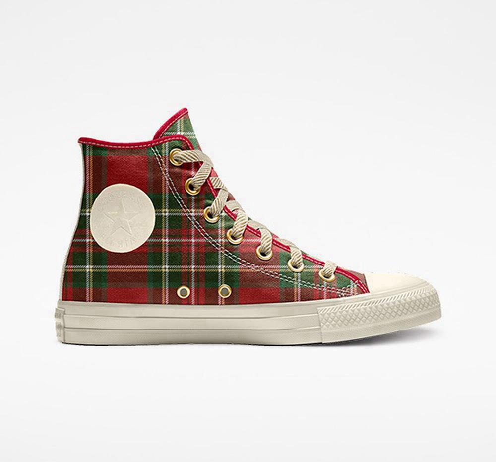 Multicolor Holiday Plaid Men's Converse Custom Chuck Taylor All Star By You Unisex High Tops India | CWFQ-15804