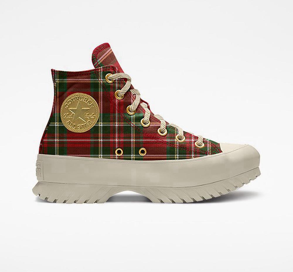 Multicolor Holiday Plaid Women's Converse Custom Chuck Taylor All Star Lugged Platform By You Unisex High Tops India | SZVY-01698