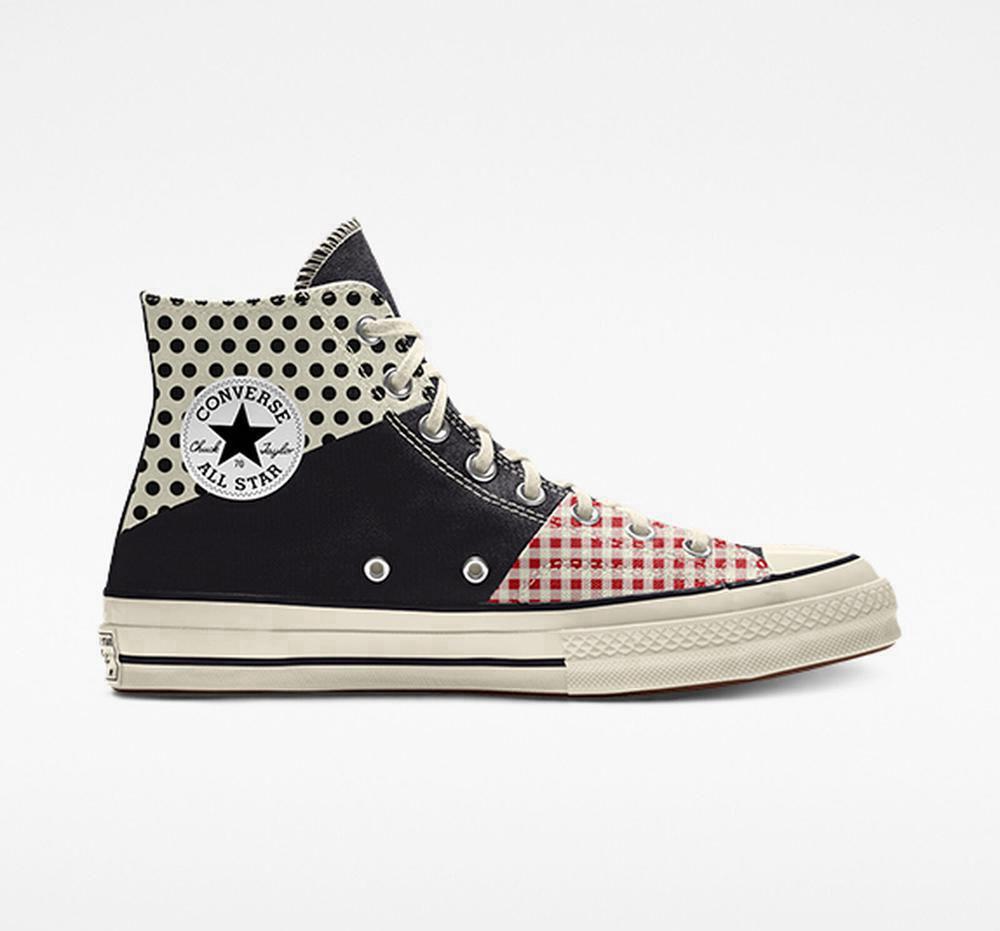 Multicolor Polkadots Men's Converse Custom Chuck 70 Patchwork By You Unisex High Tops India | PLZG-84537