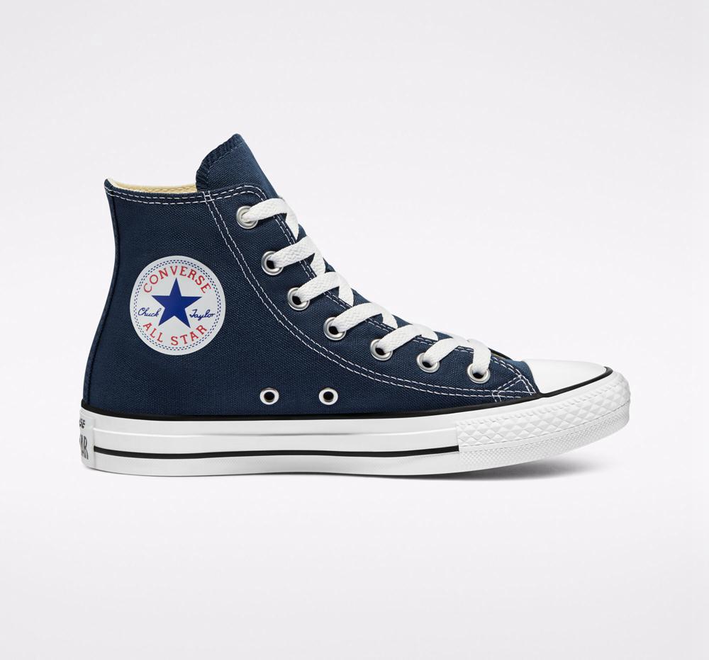 Navy Men's Converse Chuck Taylor All Star Classic Unisex High Tops India | DVQH-06942