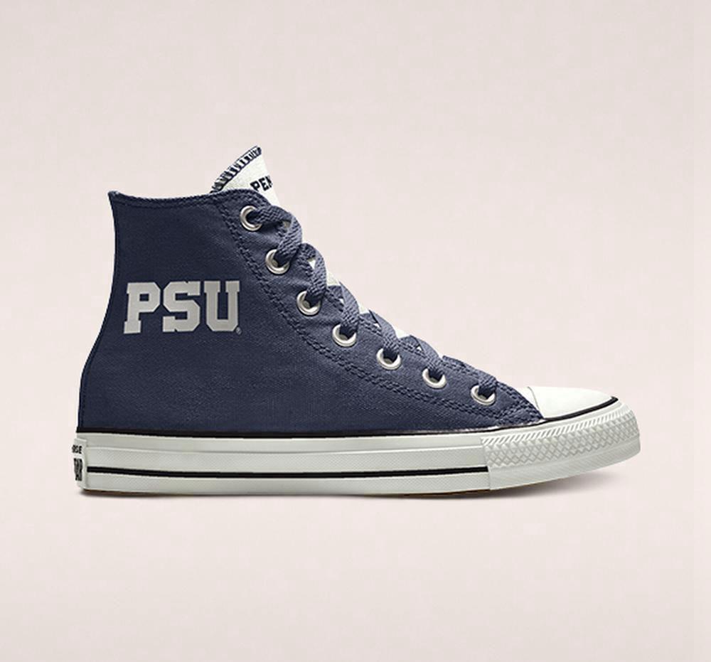 Navy Men's Converse Custom Chuck Taylor All Star Penn State Nittany Lions By You Unisex High Tops India | AMVZ-50917