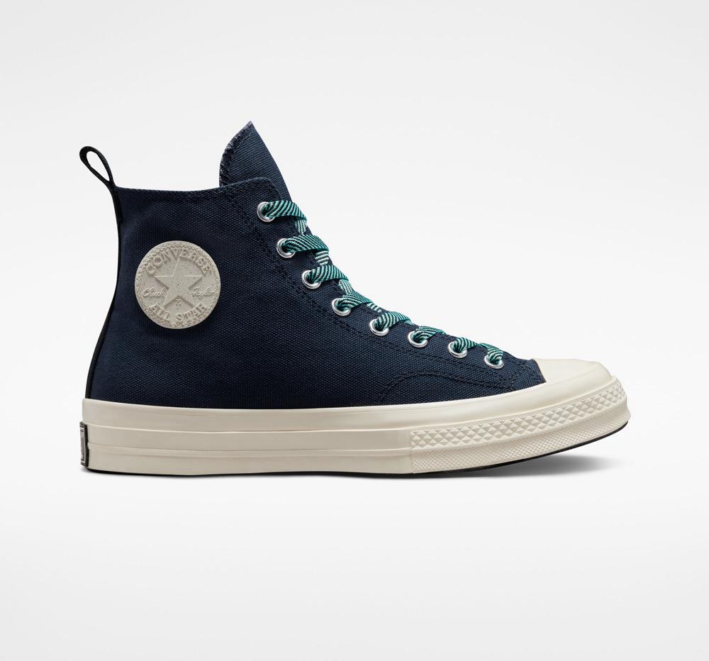 Navy Obsidian / Light Aqua / Egret Men's Converse Chuck 70 Counter Climate Gore Tex Unisex High Tops India | FCUA-26815