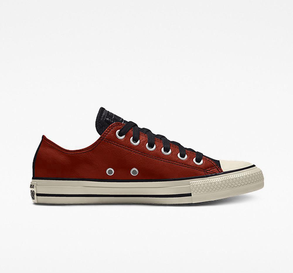 Orange Men's Converse Custom Chuck Taylor All Star Leather By You Unisex Low Tops India | AJNQ-90761