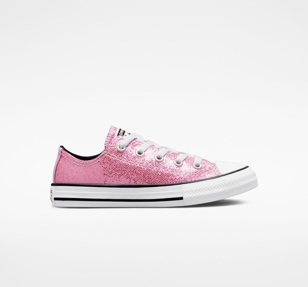 Pink / Beyond Pink / Black Girls' Converse Chuck Taylor All Star Glitter Little Kids Low Tops India | OGRW-69301