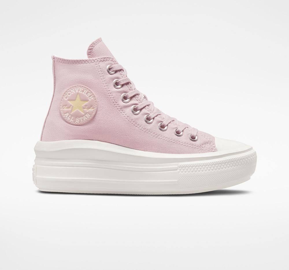 Pink Stone Mauve / Egret / Lemon Drop Women's Converse Chuck Taylor All Star Move Platform High Tops India | EAGM-62351