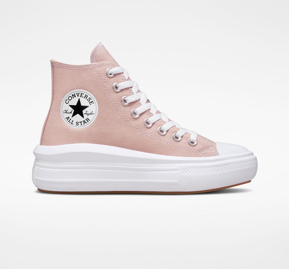 Pink Stone Mauve / White Women's Converse Chuck Taylor All Star Move High Top Platform Shoes India | LADC-50419