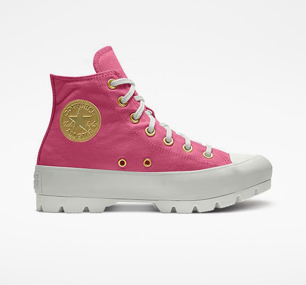 Pink Women's Converse Custom Chuck Taylor All Star Lugged Platform By You Unisex High Tops India | NGDB-30426