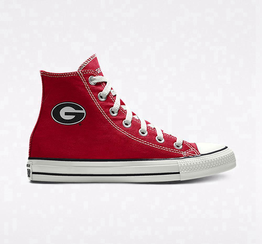 Red Men's Converse Custom Chuck Taylor All Star University Of Georgia Bulldogs By You Unisex High Tops India | ERQO-15693