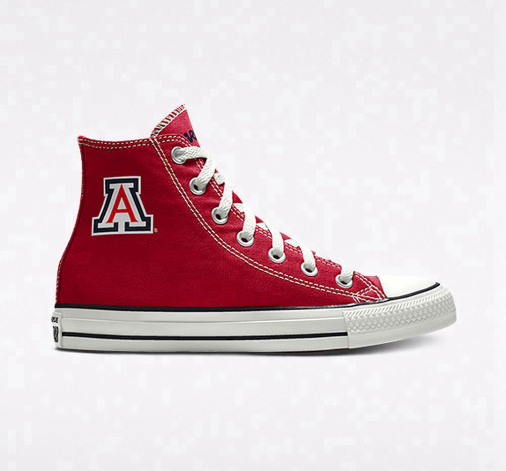 Red Men's Converse Custom Chuck Taylor All Star University Of Arizona Wildcats By You Unisex High Tops India | XQUI-30756