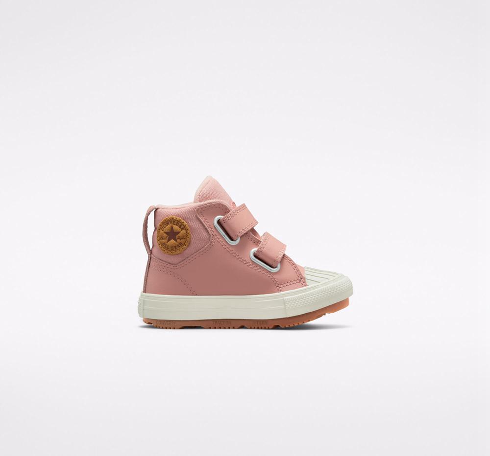 Rust Pink / Rust Pink / Pale Putty Boys' Converse Chuck Taylor All Star Berkshire Boot Easy On Leather Toddler High Tops India | AYXH-95871