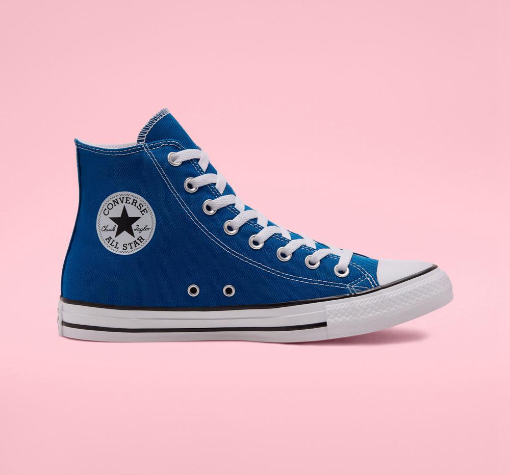 Snorkel Blue / White / White Men's Converse Chuck Taylor All Star Seasonal Color Unisex High Tops India | JAOX-61509