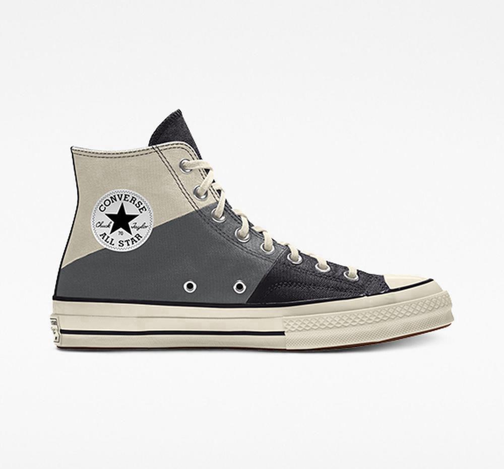 Tri Grey Men's Converse Custom Chuck 70 Patchwork By You Unisex High Tops India | FDZM-41956