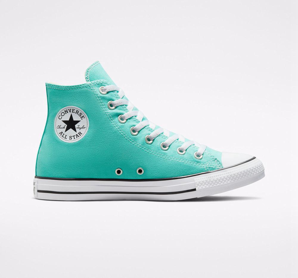 Turquoise Electric Aqua Women's Converse Chuck Taylor All Star Seasonal Color Unisex High Tops India | VYOT-51706