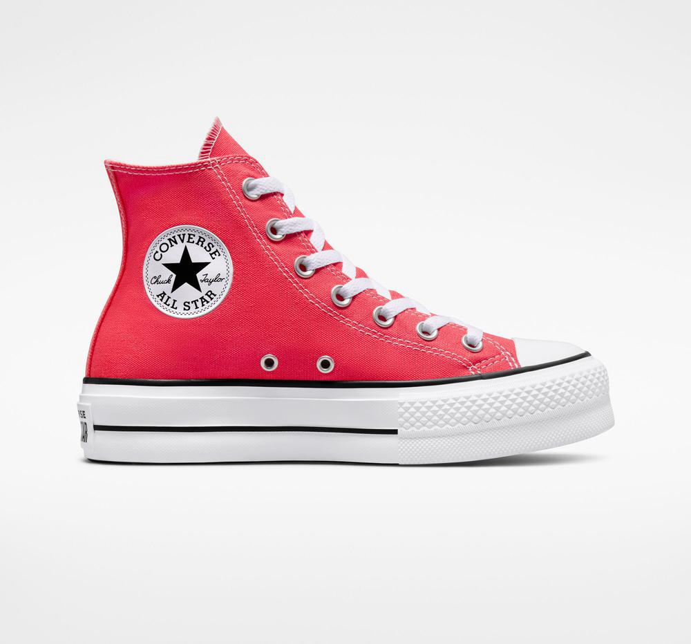 Ultra Red Women's Converse Chuck Taylor All Star Lift Platform Surplus Canvas High Tops India | ZAEP-37014