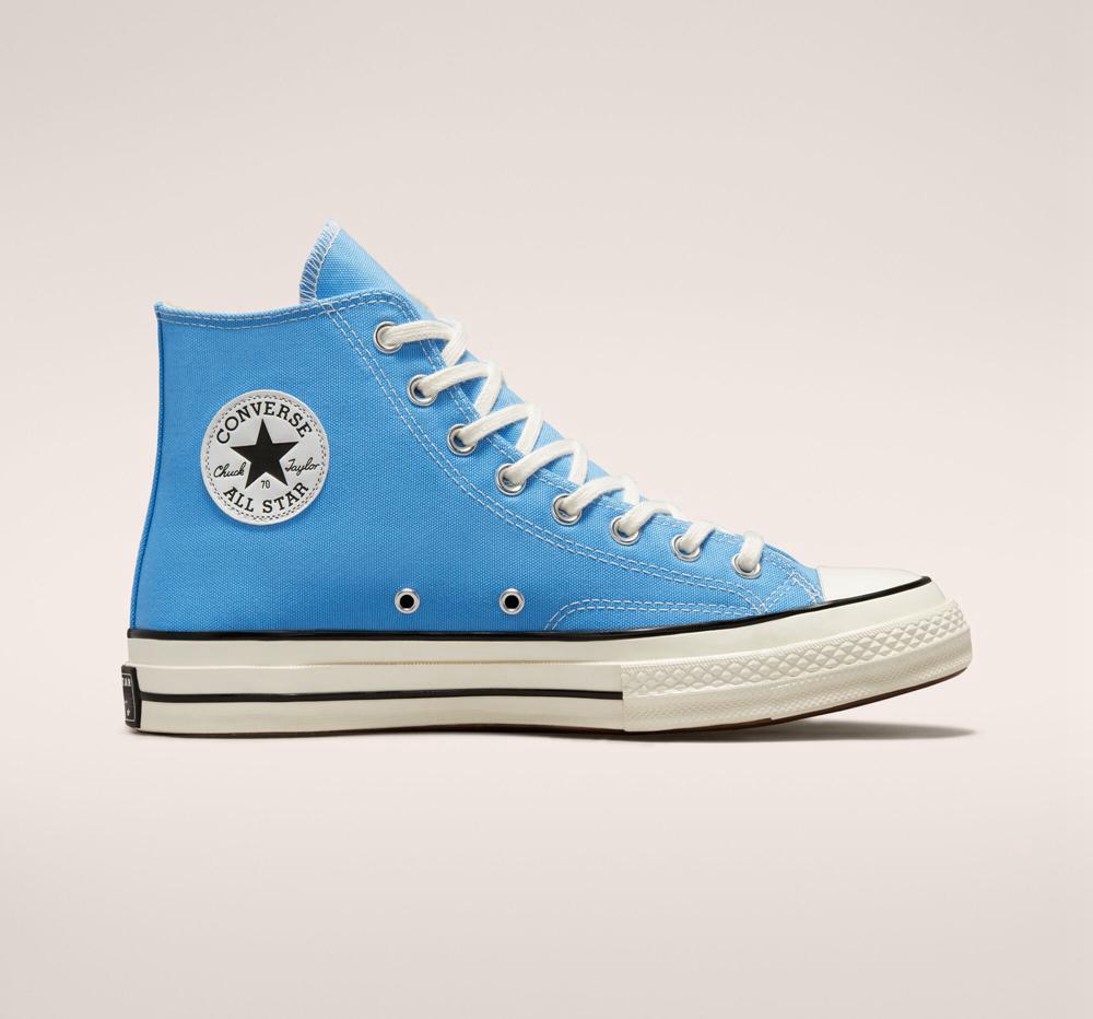 University Blue / Egret / Black Men's Converse Chuck 70 Vintage Canvas Unisex High Tops India | MPGB-74905