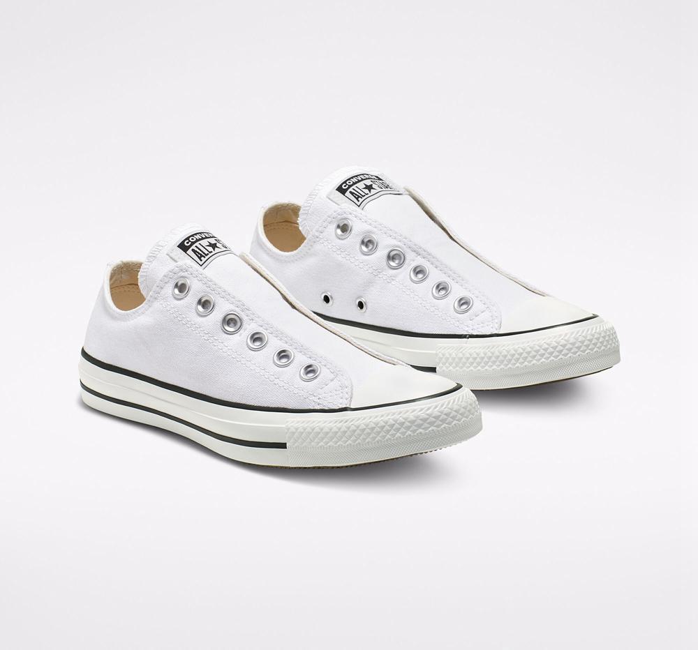 White / Black / White Men's Converse Chuck Taylor All Star Slip Unisex Low Tops India | FURE-26471