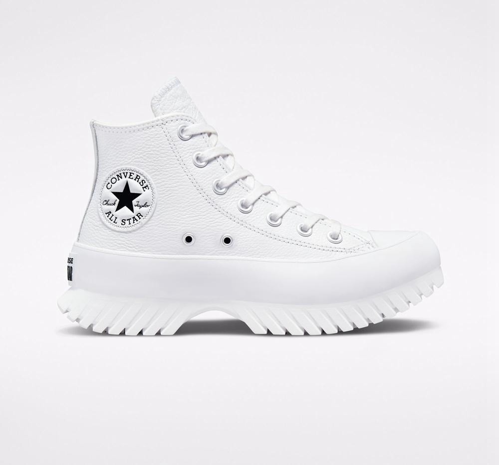 White / Egret / Black Men's Converse Chuck Taylor All Star Lugged 2.0 Leather Unisex High Tops India | QSDT-35679