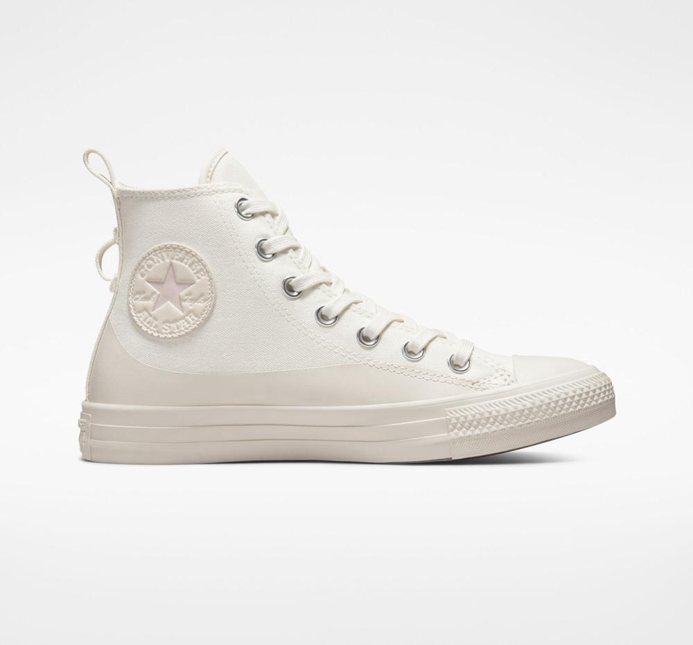 White Egret / Desert Sand / Stone Mauve Women's Converse Chuck Taylor All Star Water Repellent Canvas High Tops India | OGNY-04796