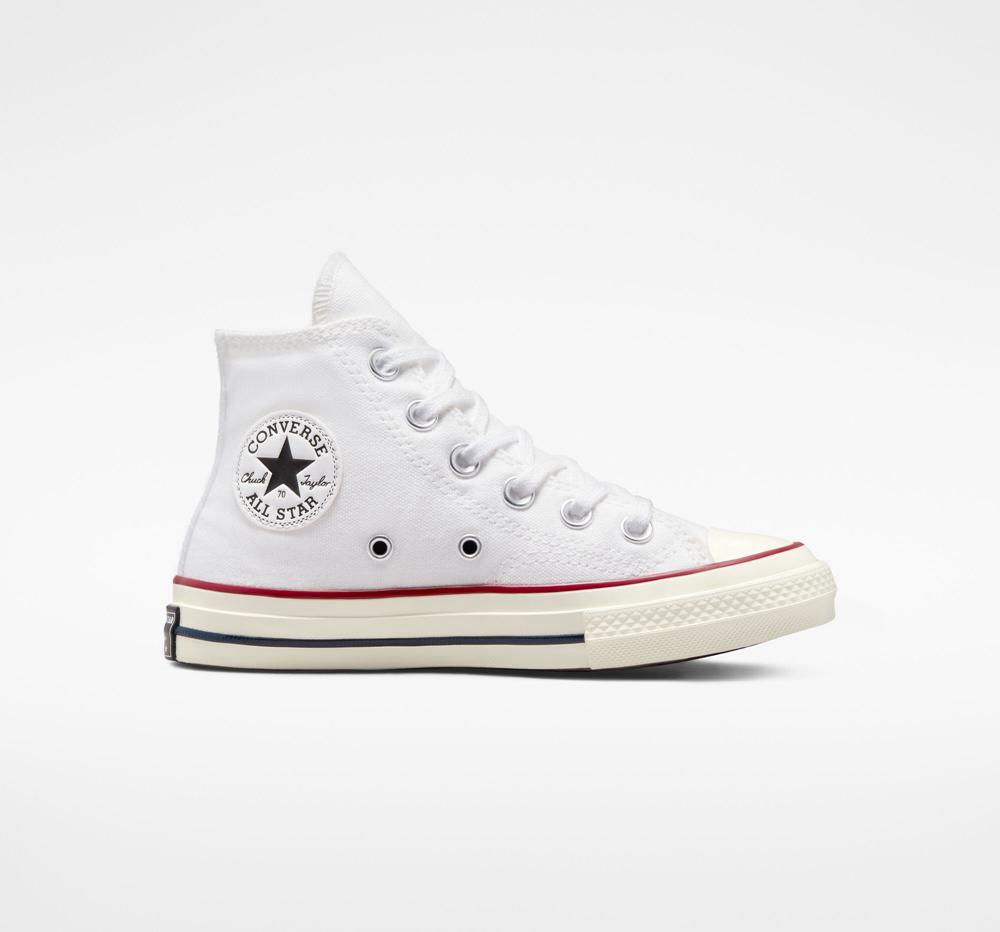 White / Garnet / Egret Boys' Converse Chuck 70 Vintage Canvas Little Kids High Tops India | CWYK-80564