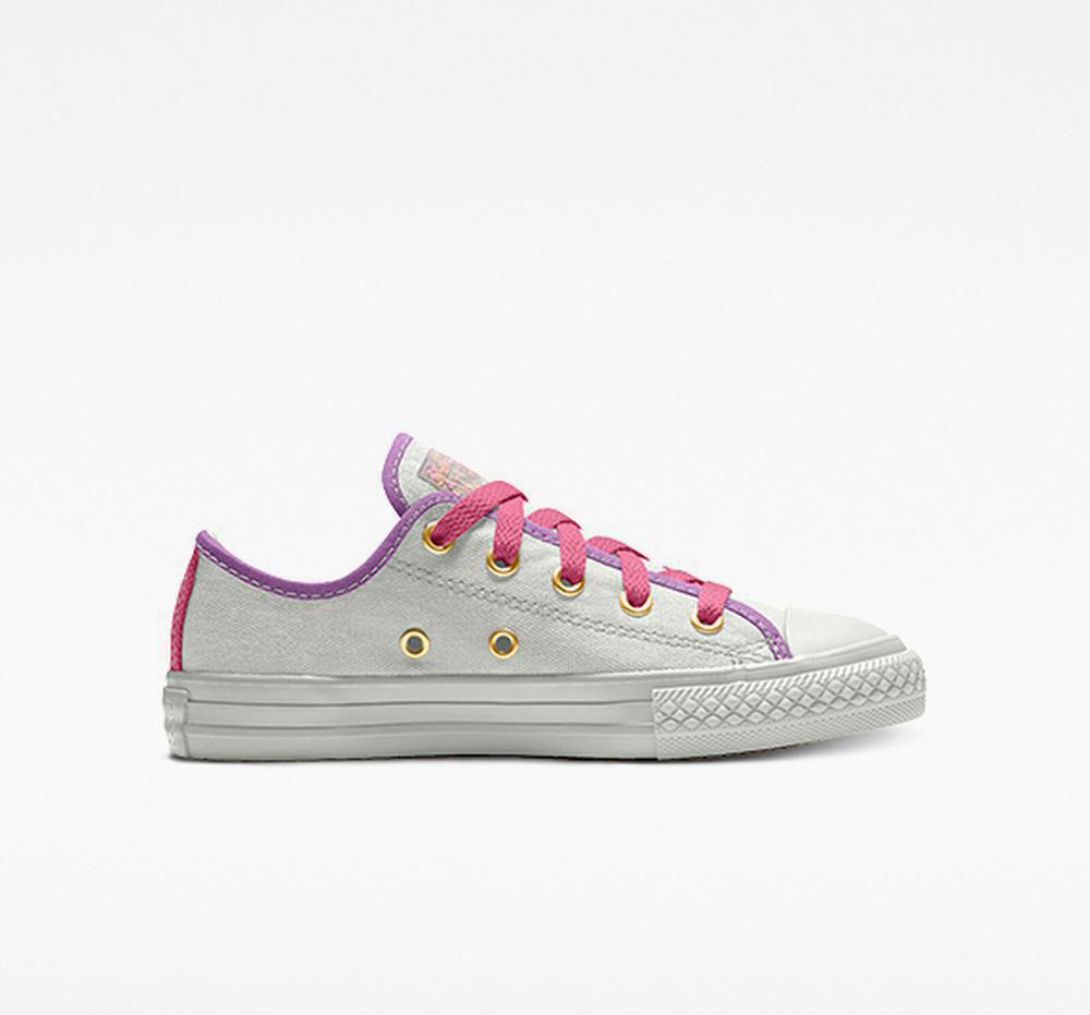 White Glitter Girls' Converse Custom Chuck Taylor All Star By You Little Kids Low Tops India | MRDA-52408