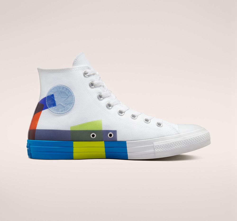 White / Kinetic Blue / White Women's Converse Chuck Taylor All Star Space Racer Unisex High Tops India | DBRT-72981