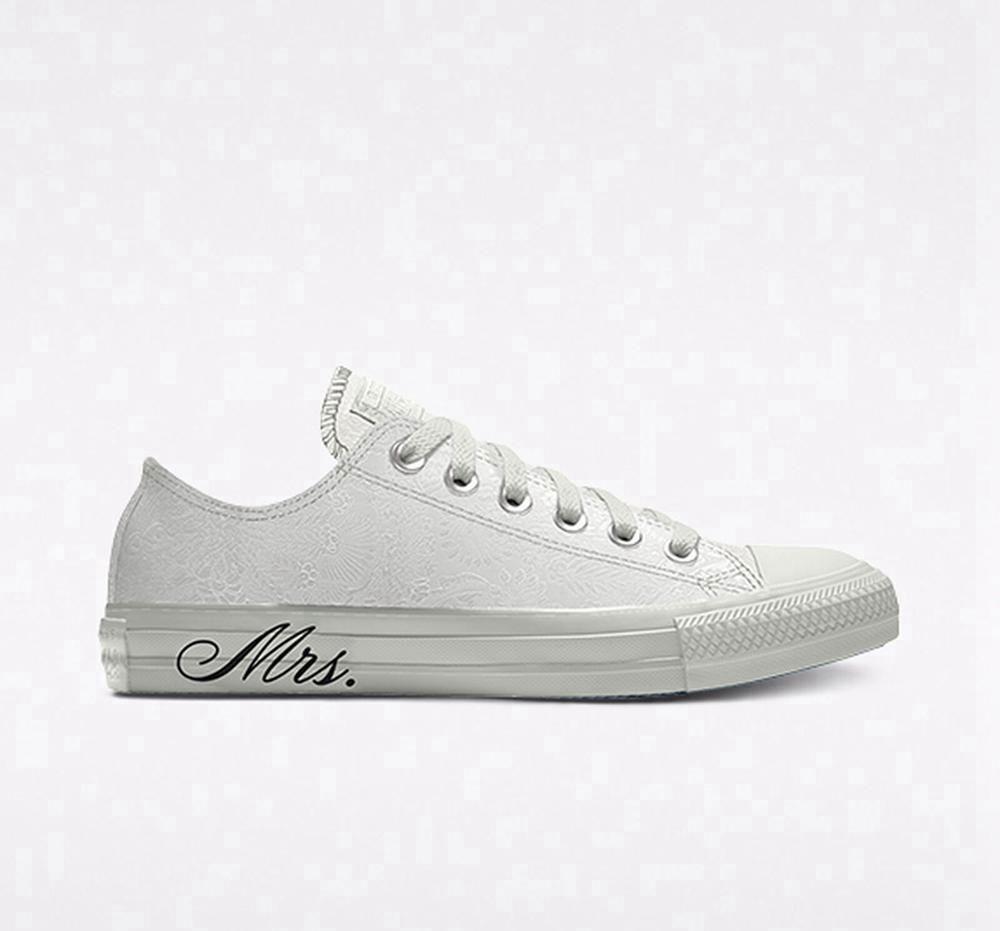 White Lace Men's Converse Custom Chuck Taylor All Star Premium Wedding By You Unisex Low Tops India | YHBF-64289