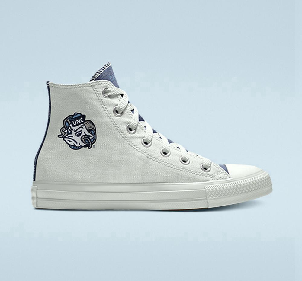 White Men's Converse Custom Chuck Taylor All Star University Of North Carolina Tar Heels By You Unisex High Tops India | IOBG-41509