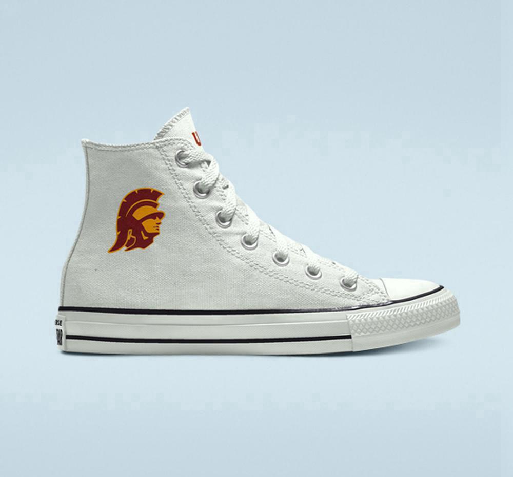 White Men's Converse Custom Chuck Taylor All Star University Of Southern California Trojans By You Unisex High Tops India | KIHN-16480