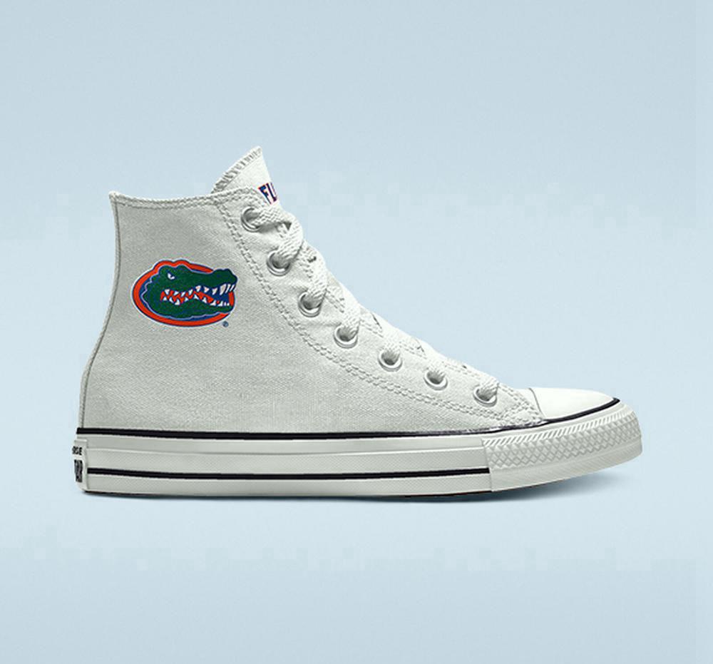 White Men's Converse Custom Chuck Taylor All Star University Of Florida Gators By You Unisex High Tops India | TZCU-61032