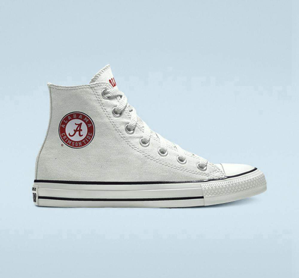 White Men's Converse Custom Chuck Taylor All Star University Of Alabama Crimson Tide By You Unisex High Tops India | VLQG-09524