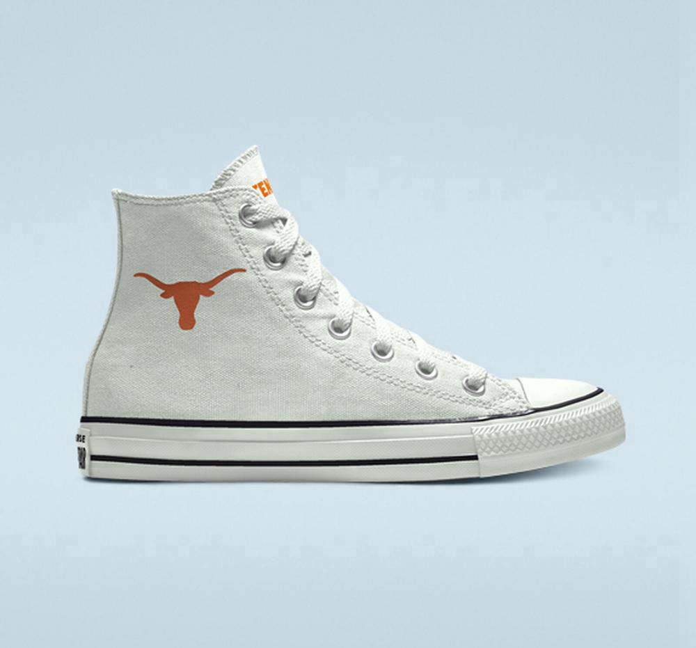 White Men's Converse Custom Chuck Taylor All Star University Of Texas Longhorns By You Unisex High Tops India | VPAD-97514