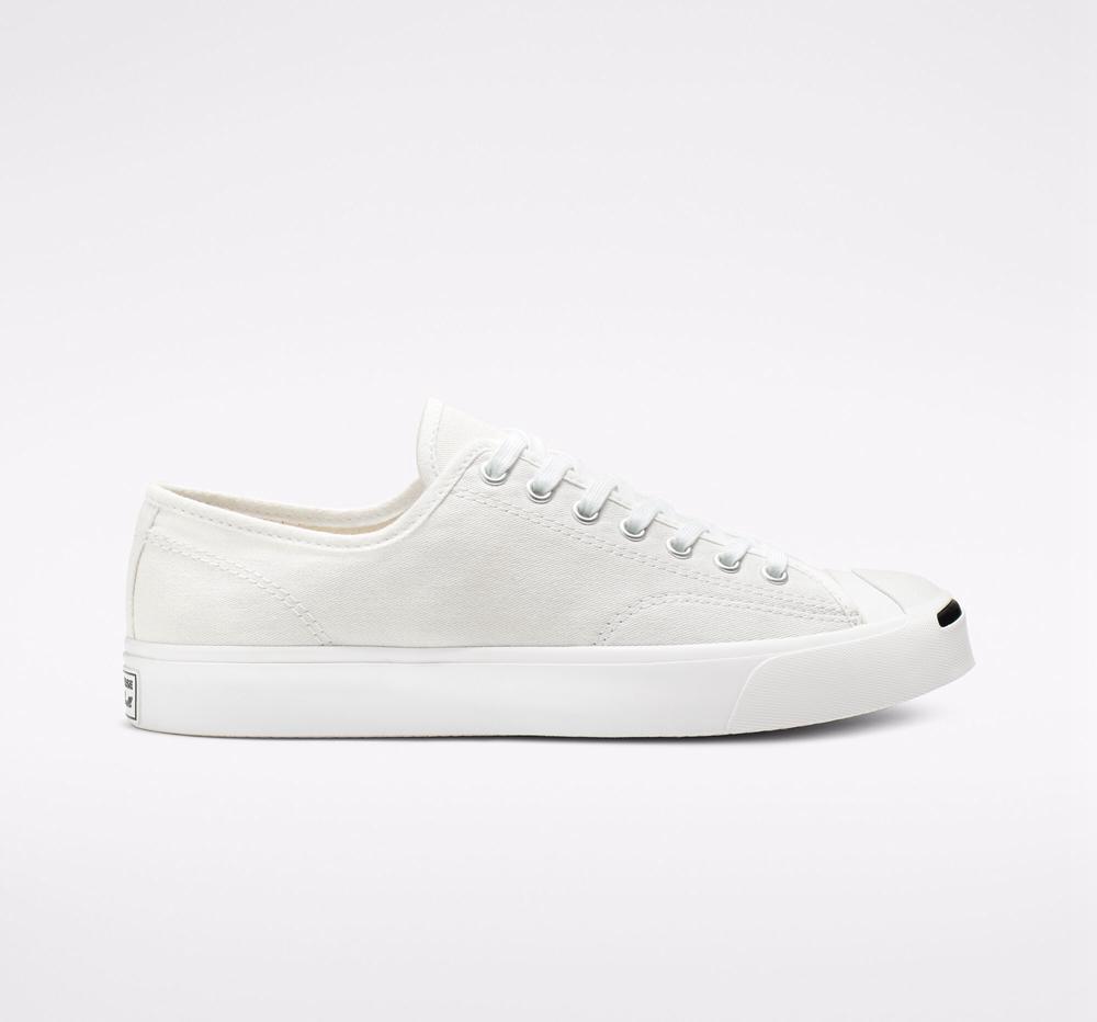 White / White / Black Men's Converse Jack Purcell Canvas Unisex Low Tops India | AINH-39648