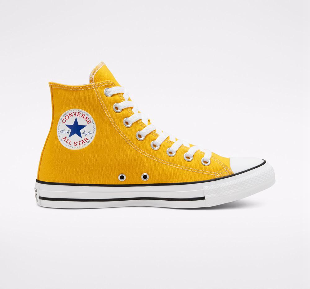 Yellow Lemon Chrome Men's Converse Chuck Taylor All Star Classic Unisex High Tops India | IHJK-52198