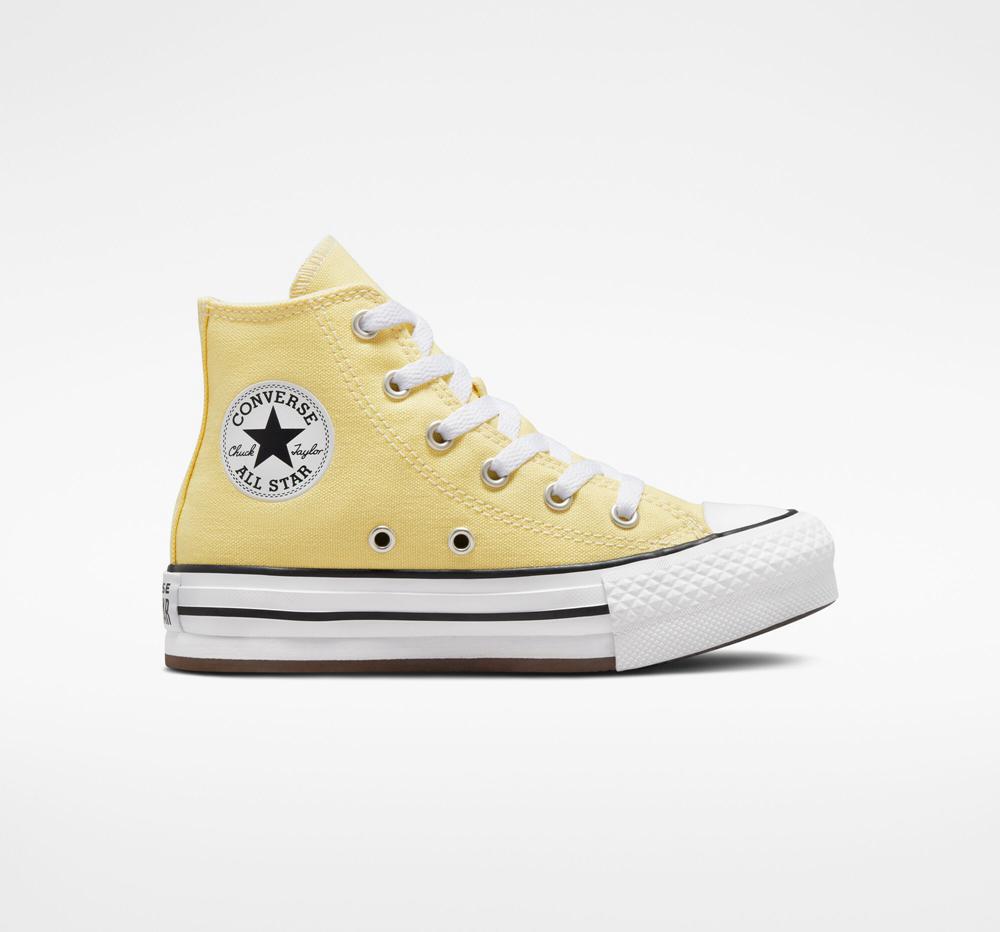 Yellow Soft Sunshine / Black / Egret Girls' Converse Chuck Taylor All Star Lift Platform Little Kids High Tops India | TXOB-67594