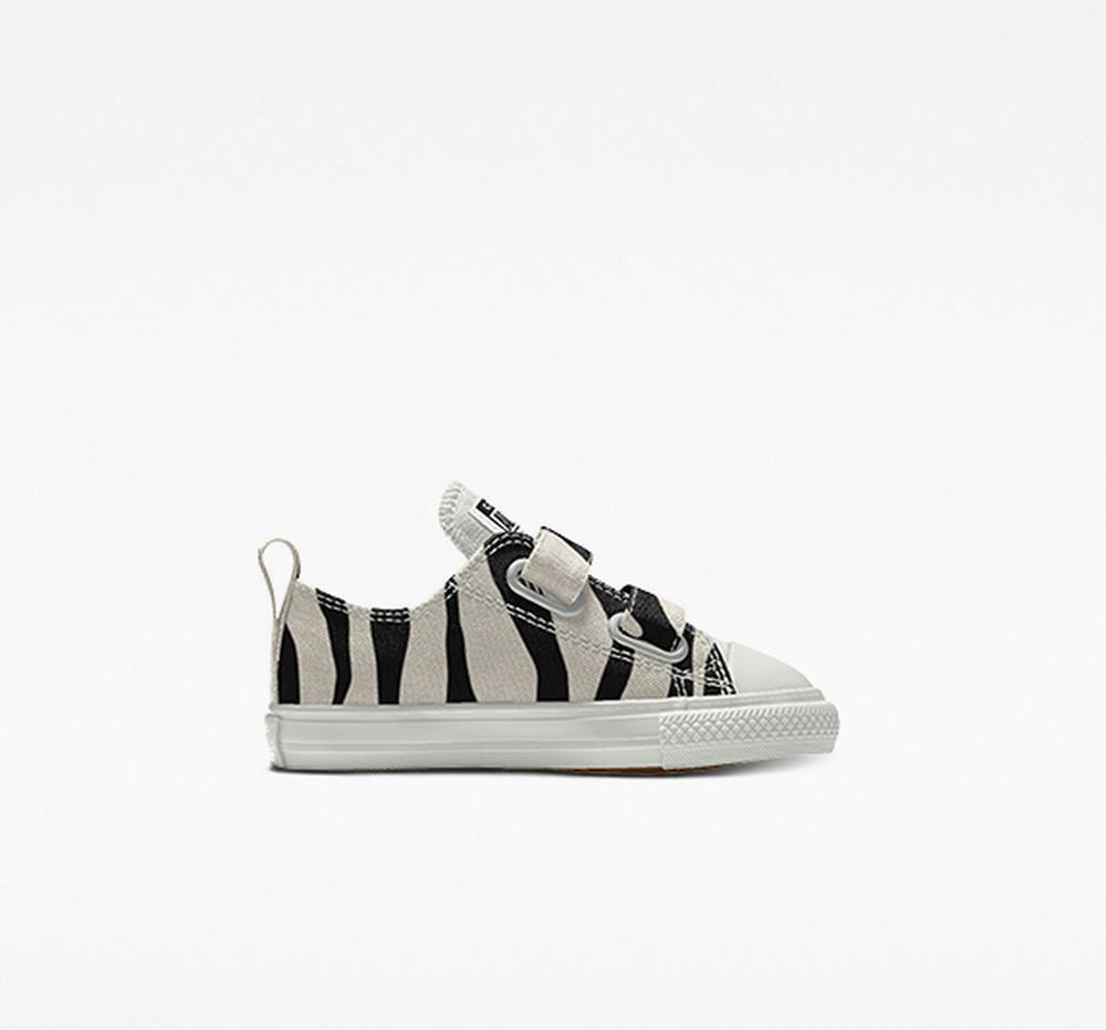 Zebra Black / White Boys' Converse Custom Chuck Taylor All Star Easy On By You Toddler Low Tops India | LARJ-49102