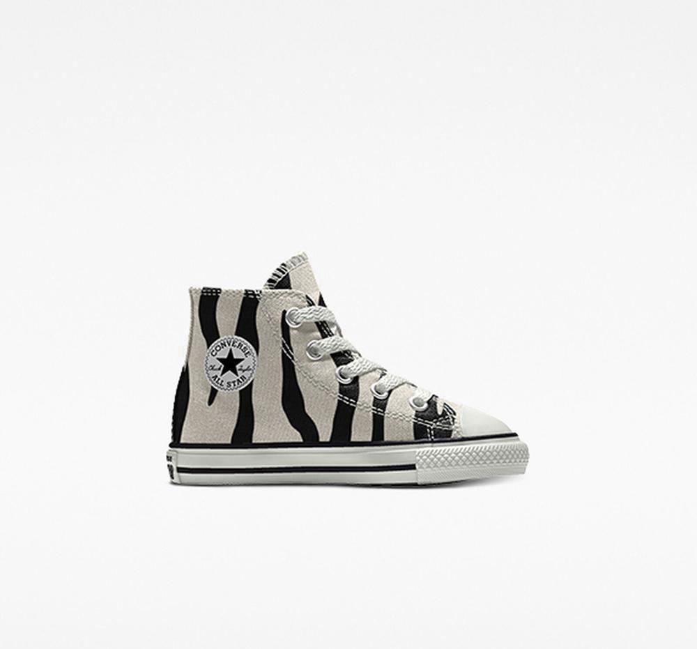 Zebra Black / White Boys' Converse Custom Chuck Taylor All Star By You Toddler High Tops India | QURX-26397