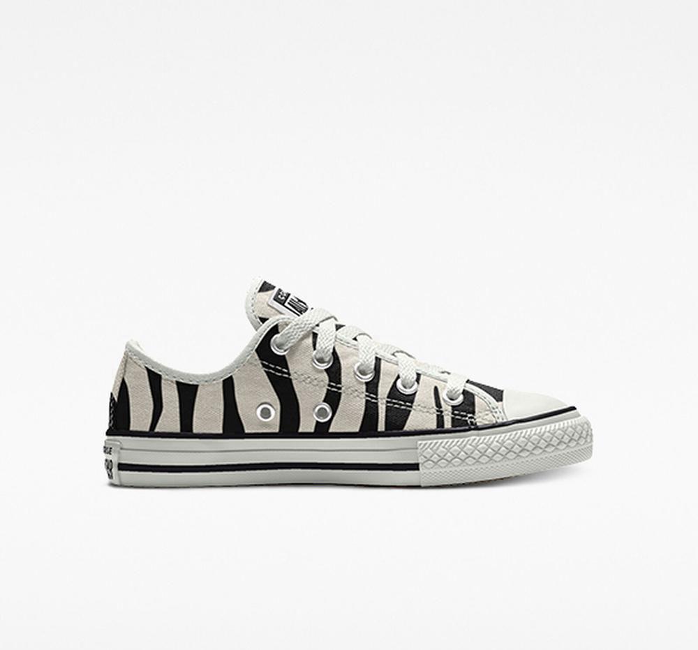 Zebra Black / White Girls' Converse Custom Chuck Taylor All Star By You Little Kids Low Tops India | ZCUF-58913