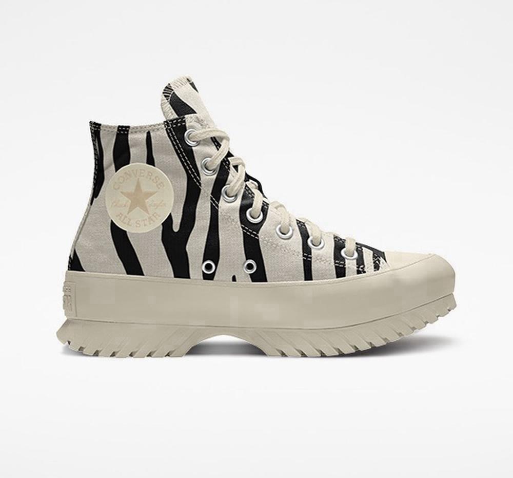 Zebra Black / White Women's Converse Custom Chuck Taylor All Star Lugged Platform By You Unisex High Tops India | YDGB-30426