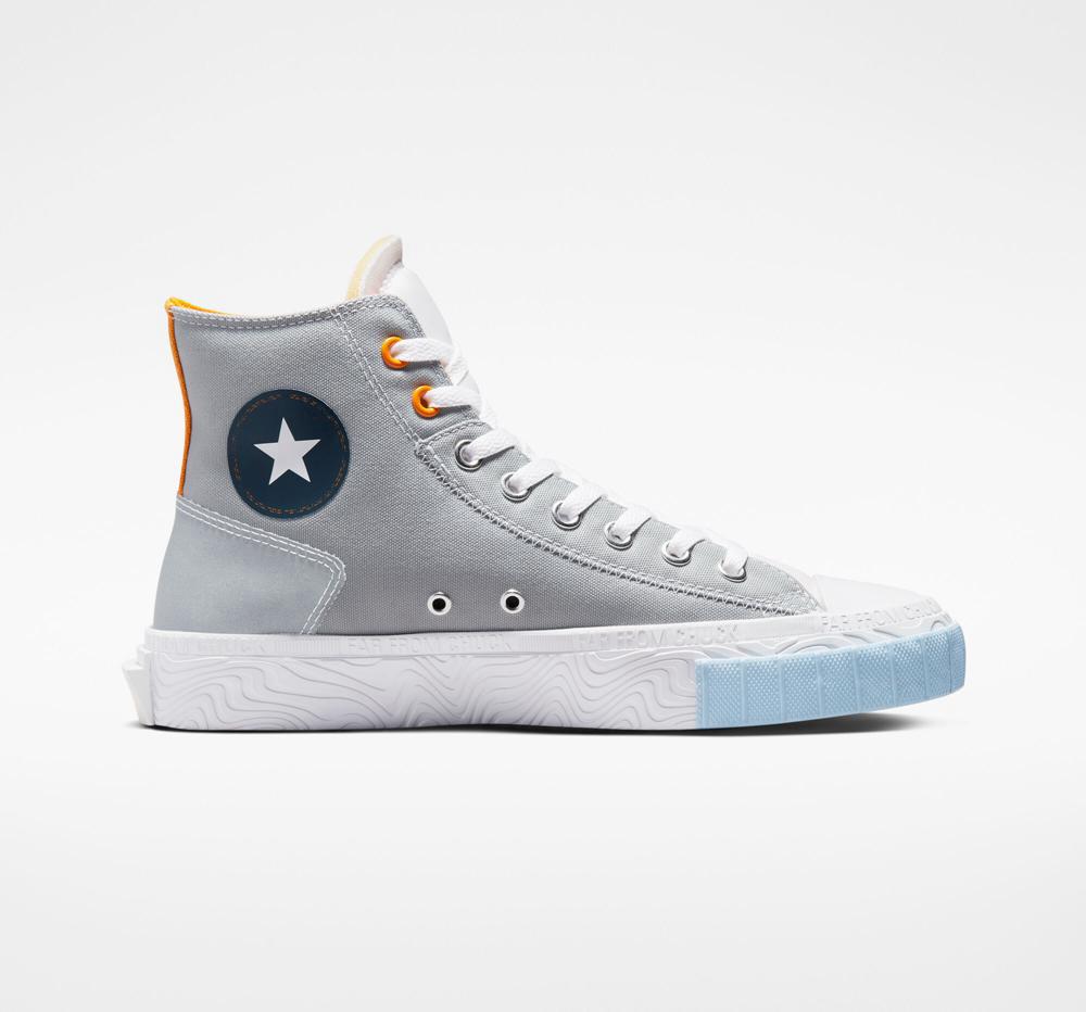 Ash Stone Grey / White / Sun Ray Men\'s Converse Chuck Taylor Alt Star Reflective Shine Unisex High Tops  India |  RKLI-40731