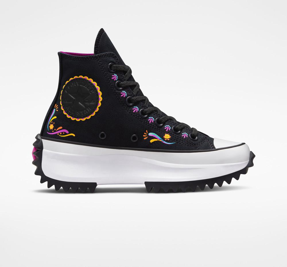 Black / Active Fuchsia / Amarillo Women\'s Converse Run Star Hike D%C3%Ada De Muertos Unisex High Top Platform Shoes  India |  UHPC-08967