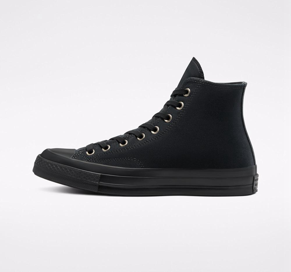 Black / Almost Black / Black Men's Converse Chuck 70 Vintage Canvas Unisex High Tops  India |  GZMW-45629