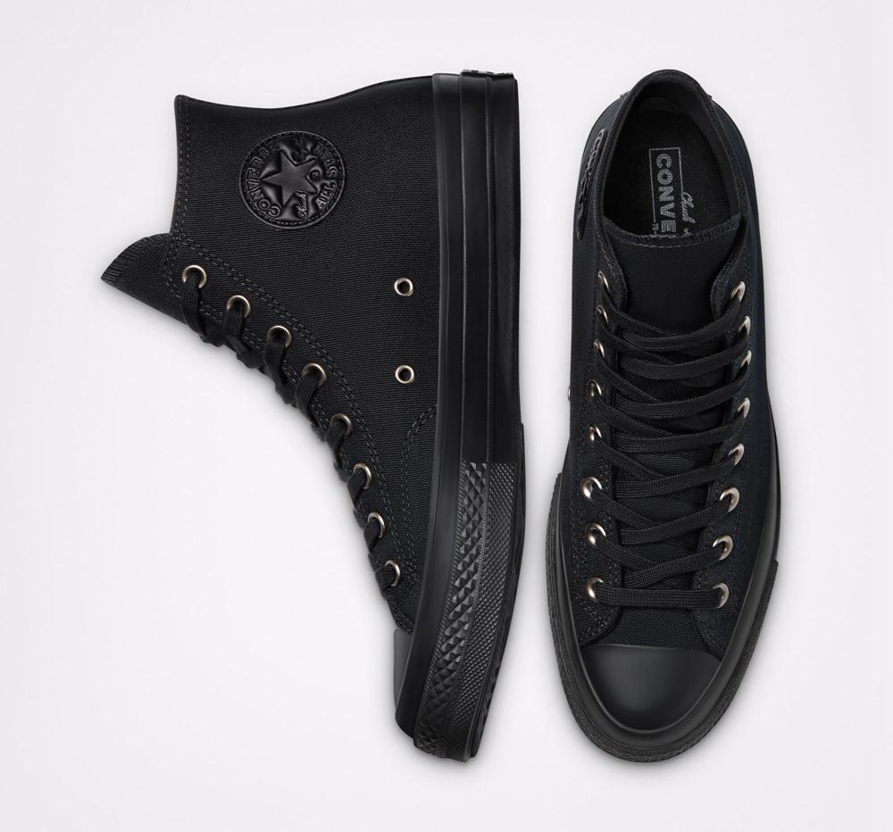 Black / Almost Black / Black Men's Converse Chuck 70 Vintage Canvas Unisex High Tops  India |  GZMW-45629