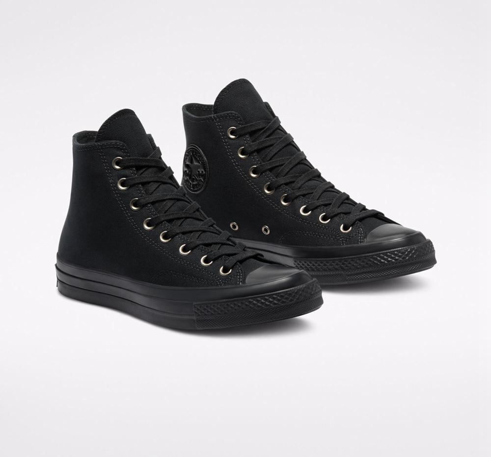 Black / Almost Black / Black Men's Converse Chuck 70 Vintage Canvas Unisex High Tops  India |  GZMW-45629