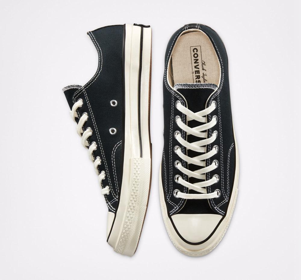 Black / Black / Egret Women's Converse Chuck 70 Vintage Canvas Unisex Low Tops  India |  WLDX-46982