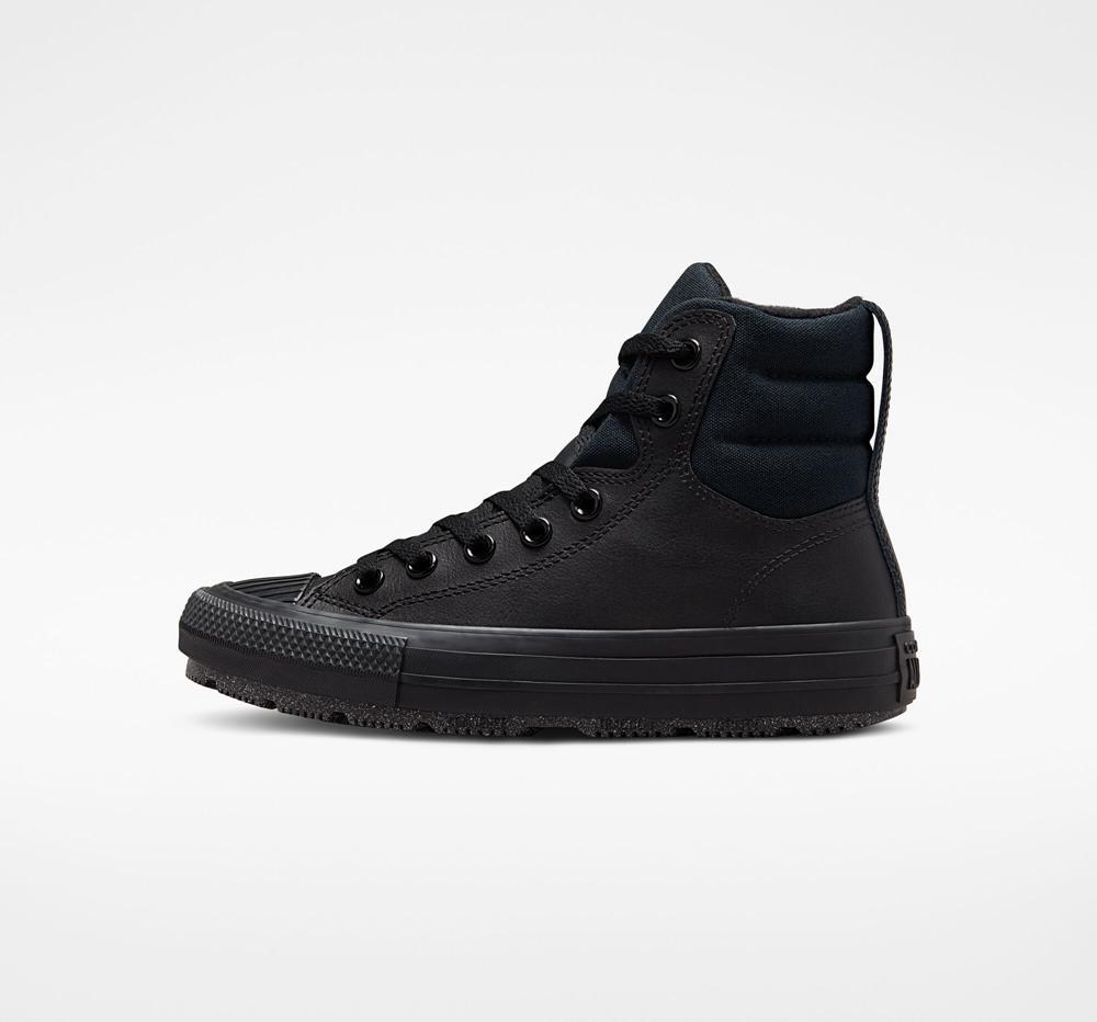 Black / Black / Iron Grey Boys' Converse Chuck Taylor All Star Berkshire Boot Leather Big Kids High Tops  India |  FYTD-40352